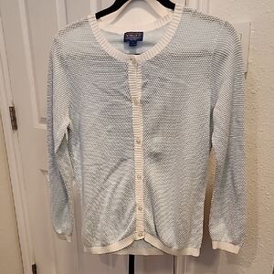 Pendleton Women's Light Blue and White Sweater. S